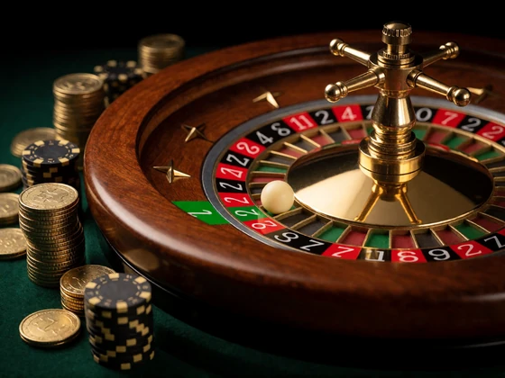 Roulettekessel mit goldenen M&uuml;nzstapeln als Motiv f&uuml;r Jackpot- und Instant-Games im Zoccer Jackpot Casino