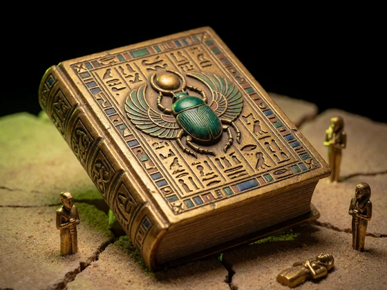 Goldenes &auml;gyptisches Buchmotiv mit Skarab&auml;us als Sinnbild f&uuml;r klassische Walzenslots wie Book of Ra im Zoccer Online Casino
